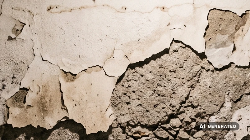 Abblätternder Putz und feuchte Kellerwand
